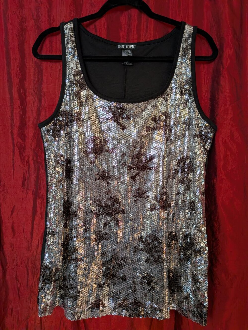 Hot Topic Sequin and Skulls Tank Top XL